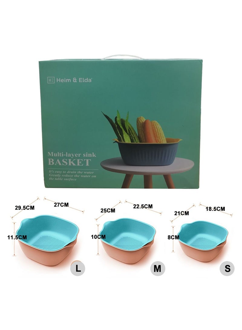Deo King Kitchen Vegetable and Fruit Drainage Basket Set-Large, Medium and Small Size - Image 4