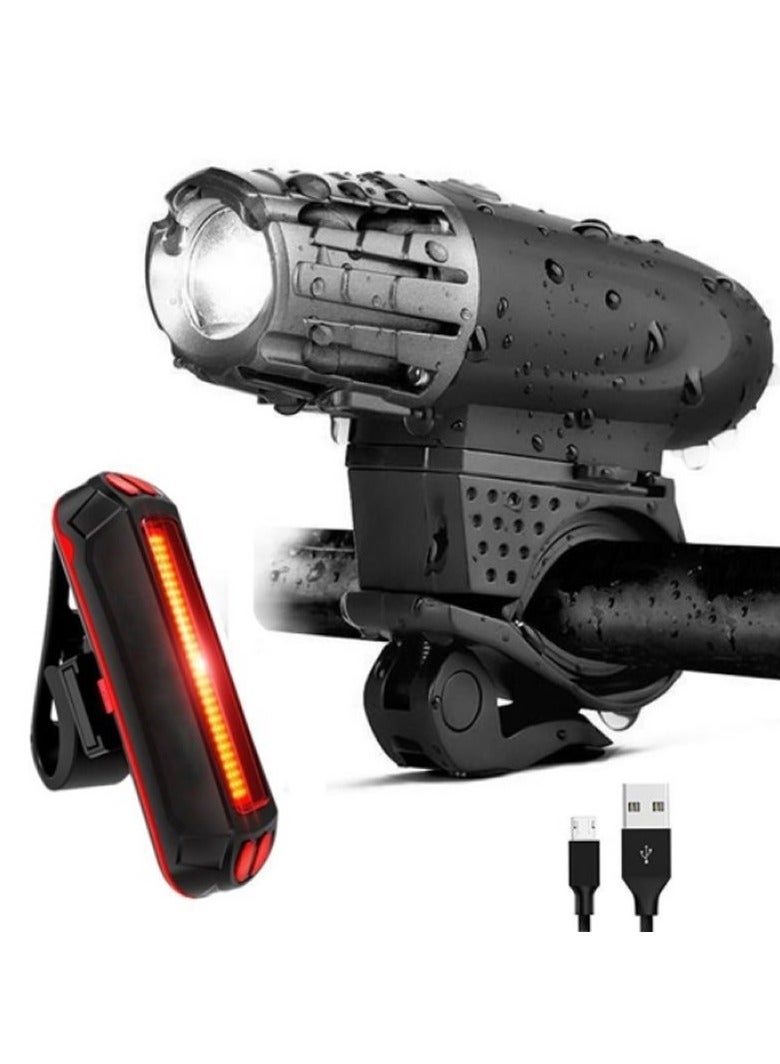 Bike Lights Set, USB Rechargeable LED, Powerful Front & Rear Lights for Night Riding, Cycling Headlight & Taillight Reflectors for Kids, Road, Mountain, City, e-Bikes, and Delivery Cyclists - Image 1