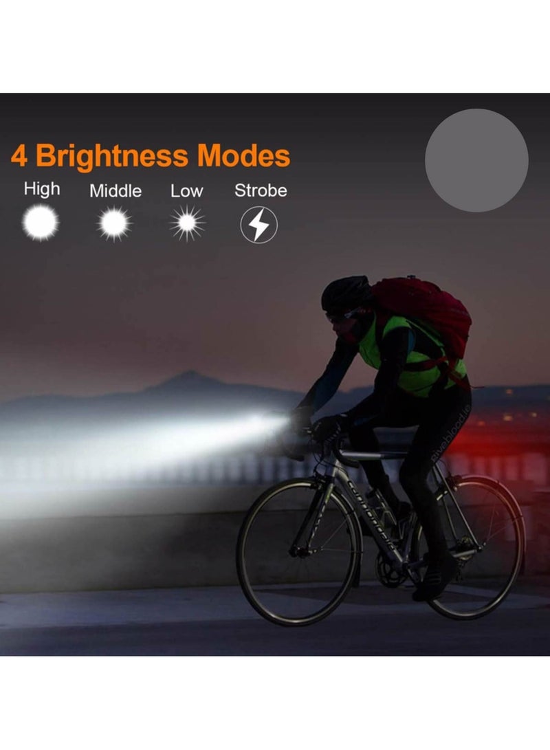 Bike Lights Set, USB Rechargeable LED, Powerful Front & Rear Lights for Night Riding, Cycling Headlight & Taillight Reflectors for Kids, Road, Mountain, City, e-Bikes, and Delivery Cyclists - Image 3