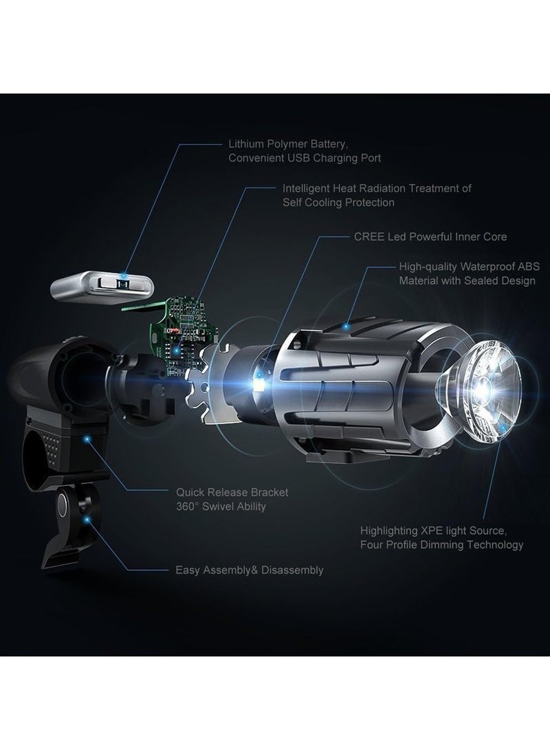 Bike Lights Set, USB Rechargeable LED, Powerful Front & Rear Lights for Night Riding, Cycling Headlight & Taillight Reflectors for Kids, Road, Mountain, City, e-Bikes, and Delivery Cyclists - Image 4