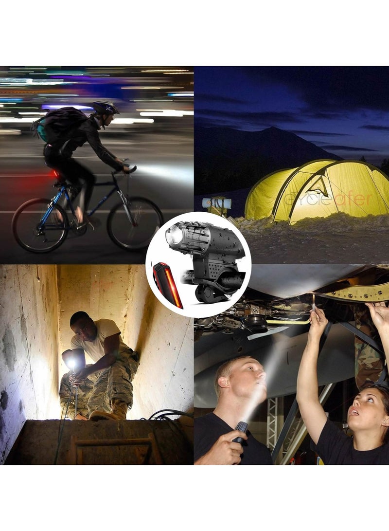 Bike Lights Set, USB Rechargeable LED, Powerful Front & Rear Lights for Night Riding, Cycling Headlight & Taillight Reflectors for Kids, Road, Mountain, City, e-Bikes, and Delivery Cyclists - Image 5