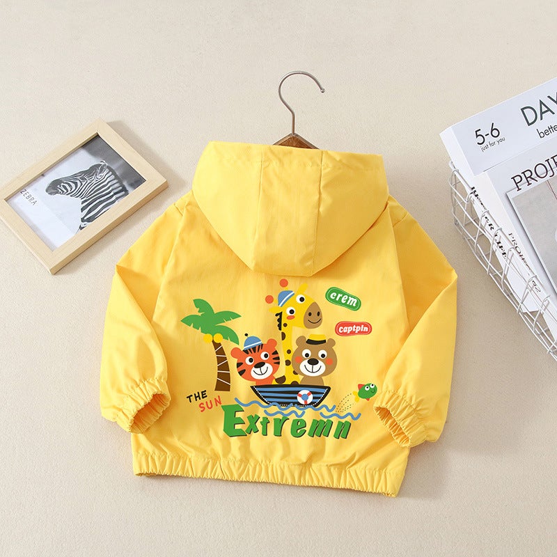 Children'S Spring Cartoon Jacket 2025 For Older Boys And Girls, Hooded Windbreaker, Trendy Children'S Clothing, Boys' Jacket - Image 1