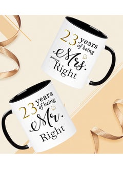 SHOP NEW ARRIVALS 23 Year Anniversary Coffee Mugs Set of 2, 23 Years of Being Mr Right/Mrs Always Right, 23th Wedding Anniversary Decorations Gifts Presents Cups for Couple Parents Grandparents  - Image 2