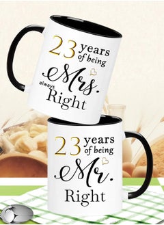 SHOP NEW ARRIVALS 23 Year Anniversary Coffee Mugs Set of 2, 23 Years of Being Mr Right/Mrs Always Right, 23th Wedding Anniversary Decorations Gifts Presents Cups for Couple Parents Grandparents  - Image 3