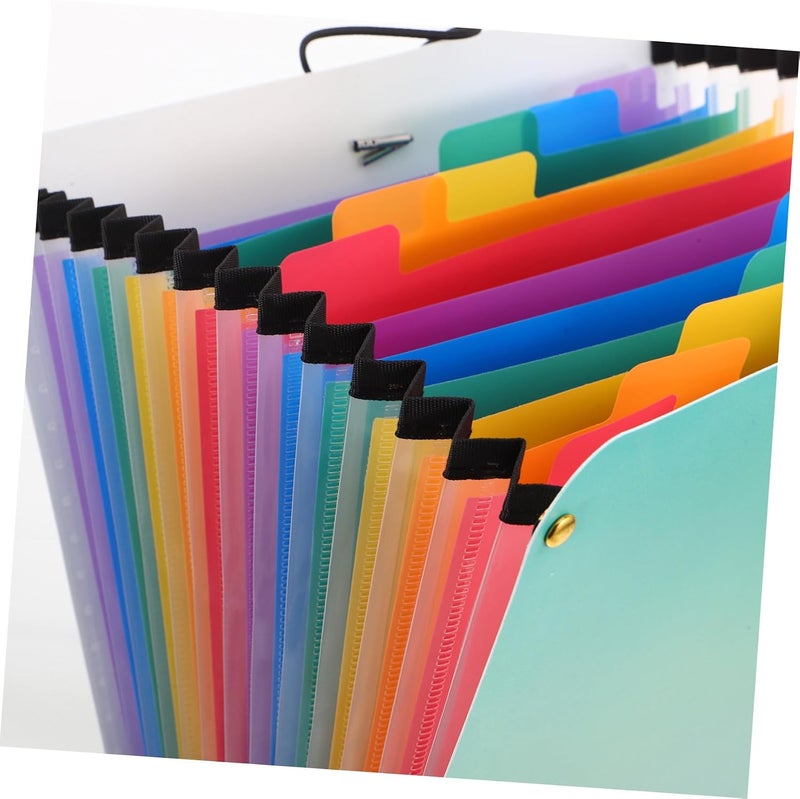 Plastic Accordion File Folder with 13 Expandable Pockets A4 Vertical Desk Organizer for School and Office Document Storage in Leaf Green - Image 3