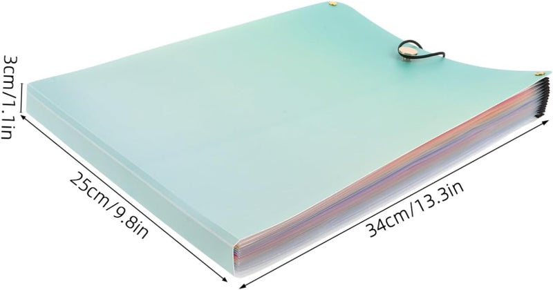 Plastic Accordion File Folder with 13 Expandable Pockets A4 Vertical Desk Organizer for School and Office Document Storage in Leaf Green - Image 2