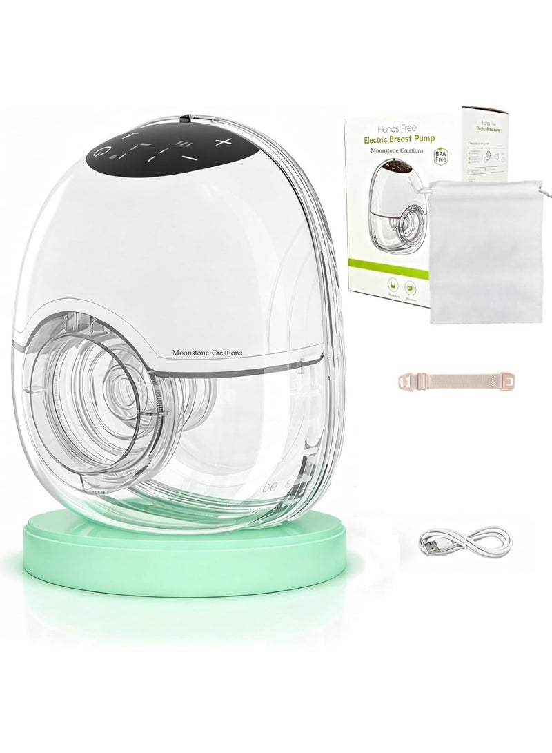 مونستون كرييشونز جهاز شفط حليب كهربائي محمول بدون استخدام اليدين، 4 أوضاع و12 مستوى، سعة كبيرة 180 مل، شاشة LED، هادئ 45 ديسيبل، بطارية قابلة للشحن تدوم 120 دقيقة، بغطاء مزدوج من السيليكون - Image 1