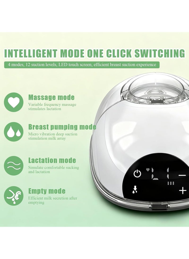 مونستون كرييشونز جهاز شفط حليب كهربائي محمول بدون استخدام اليدين، 4 أوضاع و12 مستوى، سعة كبيرة 180 مل، شاشة LED، هادئ 45 ديسيبل، بطارية قابلة للشحن تدوم 120 دقيقة، بغطاء مزدوج من السيليكون - Image 5