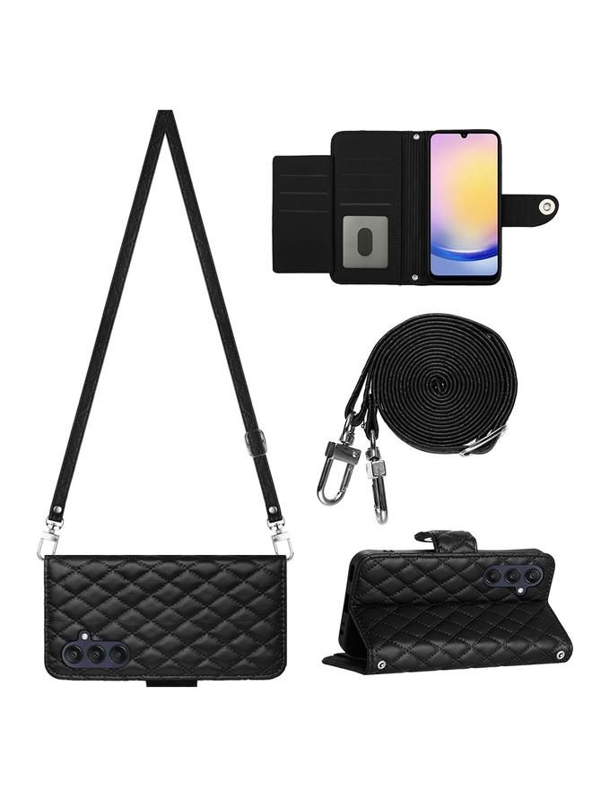 اس-توب جراب لهاتف Samsung Galaxy A05s، جراب هاتف جلدي قلاب بملمس معيني مع حبل طويل - Image 1