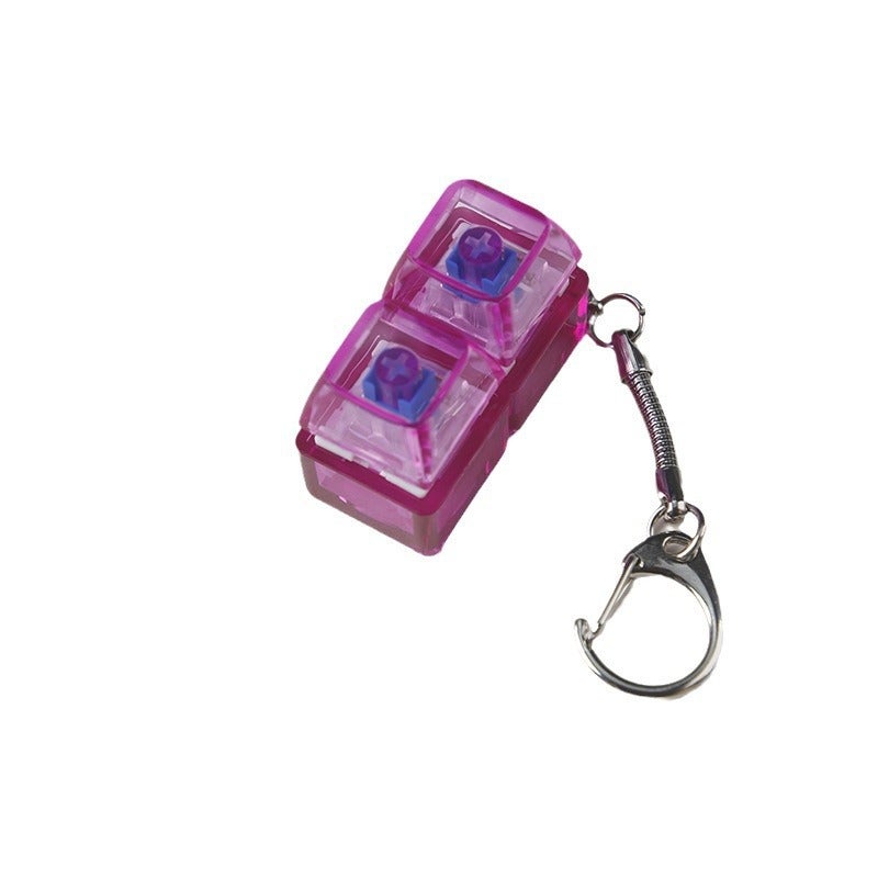 PC fully transparent material decompression shaft tester press sound crisp 2 holes 3 holes 4 holes key chain with light transparent cap 2-hole purple transparent with light * 1 