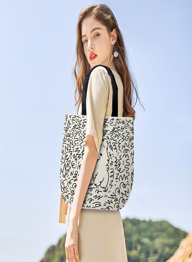 WisePoint Canvas Tote Bags, Cute Canvas Tote Bag for Women with Dog Cat Print, Adorable Canvas Everything Tote Bag (dog) - Image 4