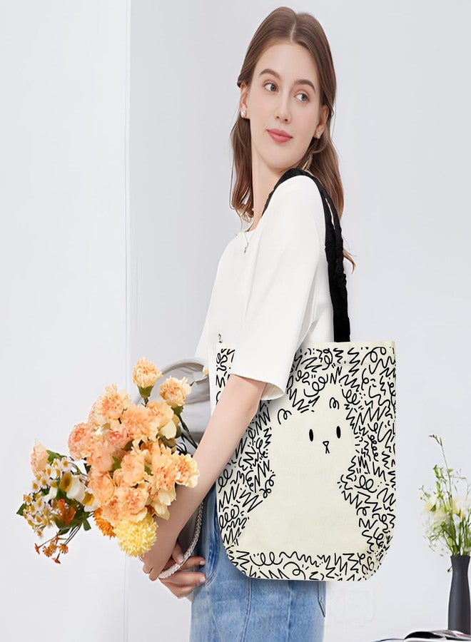 WisePoint Canvas Tote Bags, Cute Canvas Tote Bag for Women with Dog Cat Print, Adorable Canvas Everything Tote Bag (dog) - Image 5