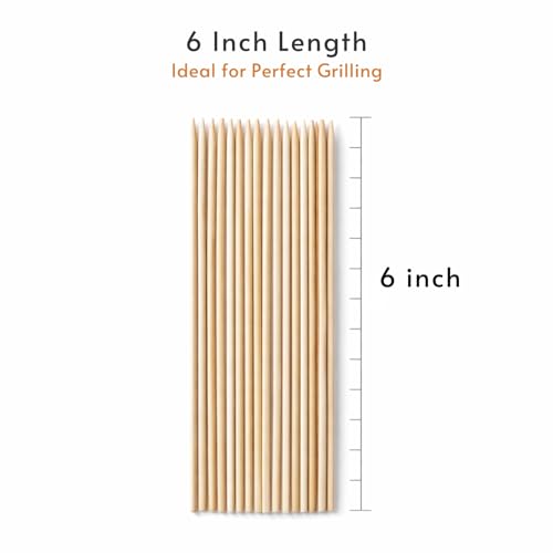 Sakoraware Bamboo (260 pcs) Wooden Skewers/BBQ Sticks Seekh for Kabab Paneer Tikka Fruits Salad| Barbecue skewers for Oven Microwave Pan Grilling| Craft (6 inches, 3mm Thickness) - Image 2