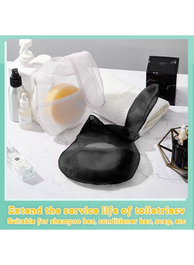 Nuanchu 2 Pcs Beauty Shampoo Conditioner Bar Pouch Mesh Shampoo Conditioner Bar Pouch Rabbit Shape Travel Bar Soap Holder Loofah Bubble Foam Net For Body Shower Bath Exfoliating (Black White) - Image 3