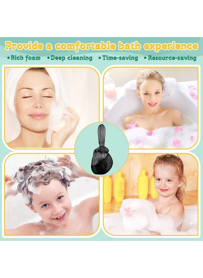 Nuanchu 2 Pcs Beauty Shampoo Conditioner Bar Pouch Mesh Shampoo Conditioner Bar Pouch Rabbit Shape Travel Bar Soap Holder Loofah Bubble Foam Net For Body Shower Bath Exfoliating (Black White) - Image 4