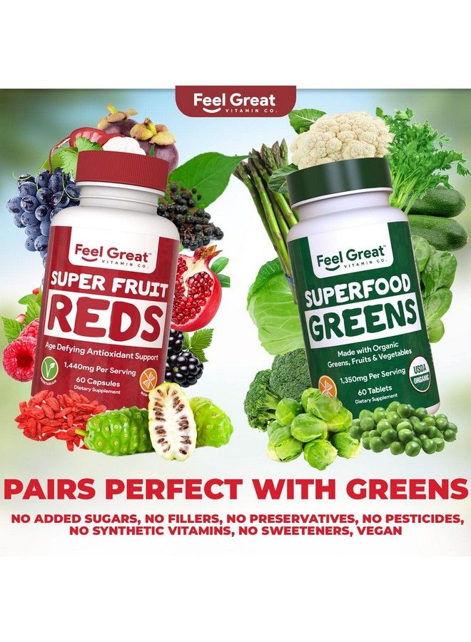 Superfruit Reds Supplement ; Reds Superfood Antioxidant & Polyphenol Supplement ; Antiaging Supplement ; Acai Berry Goji Berry Noni Mangosteen Pomegranate Blueberry & More