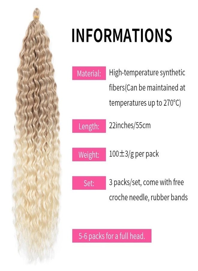 Dsoar 22 Inch 3 Packs Deep Twist Crochet Hair Ocean Wave Curly Bohemian Crochet Braids Deep Wave Hair Bundles Synthetic Hair Extensions for Women Girls - Image 3