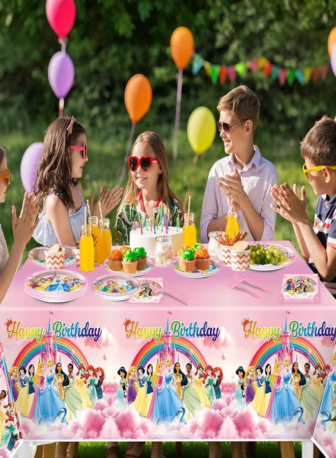 NEW BARLEY 97 Pcs Princess Birthday Party Decorations, Princess Plates and Napkins Tableware for Party, Prin cess Decor Supplies Set for Girl Birthday Flower Fairytale Dinnerware Serve 16 Guests - Image 5