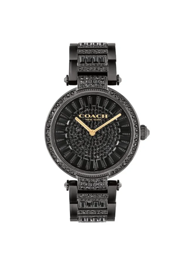 Coach Women's Quartz Watch, Black Dial, Black Stainless Steel Strap
