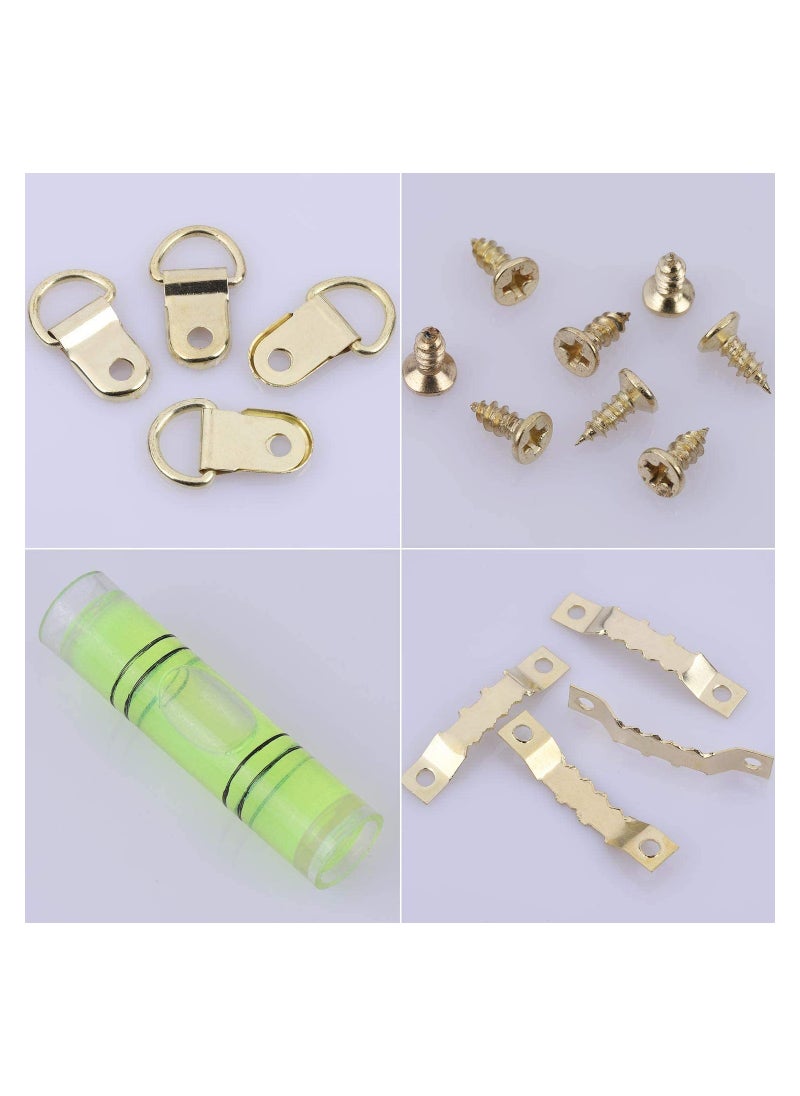 Generic - Complete Picture Hanging Kit with D Ring Sawtooth Hooks and Level 252 Pieces for Frames in Silver and Gold - Image 1
