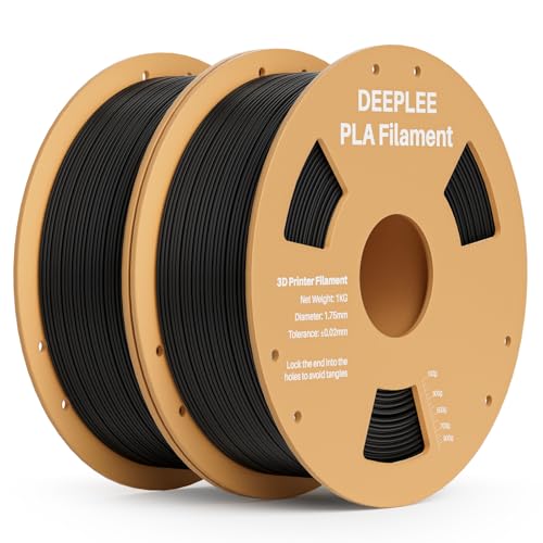 DEEPLEE PLA 1.75mm 3D Printer Filament, Dimensional Accuracy +/- 0.02mm, Neatly Wound, No Clogging, Vacuum Package, Fits for Most FDM 3D Printers, Cardboard Spool 2kg Black - Image 1