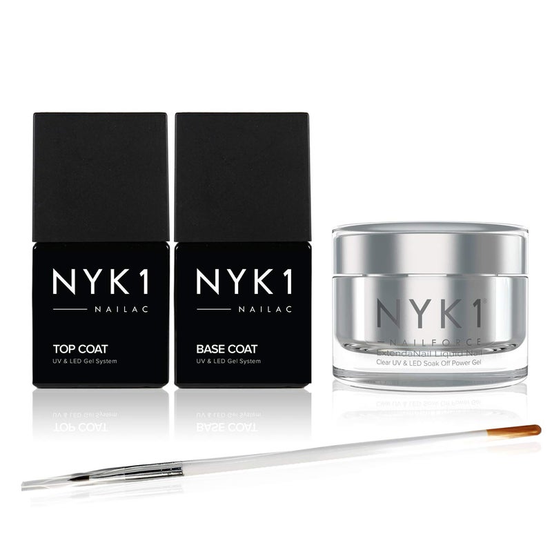 NYK1 Strengthening Clear Builder Gel For Nails (.5 Fl Oz / 15ml) NailForce Hard Gel For Nails Strengthener For Tips, Extensions & Repairs - UV & LED Sculpting Nail Builder With Free Application Brush - Image 1