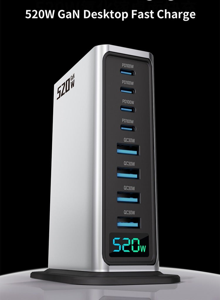 YANCI 520W USB A&USB C 【New Update】Charging Station,4 Type-C Ports 【4x 100W,】 and 4 USB Ports 【QC30W】 Charge Charging Station Type-C hub,GaN Technology - Image 1