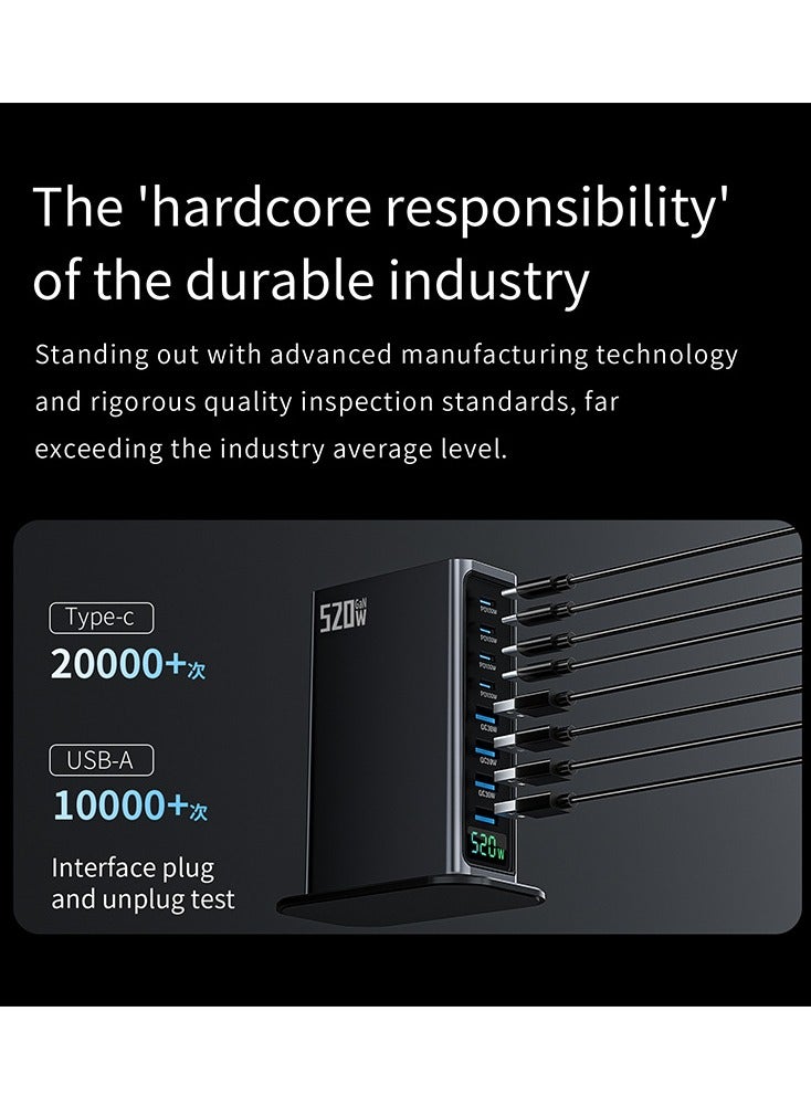 YANCI 520W USB A&USB C 【New Update】Charging Station,4 Type-C Ports 【4x 100W,】 and 4 USB Ports 【QC30W】 Charge Charging Station Type-C hub,GaN Technology - Image 3