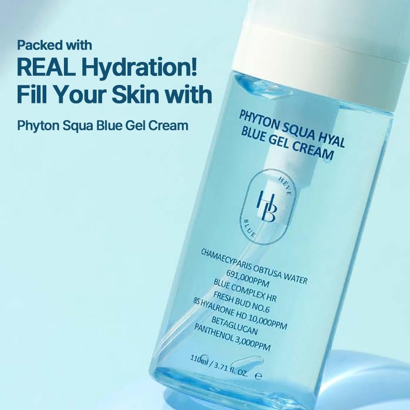 HEVEBLUE Phyton Squa Hyal Blue Gel Cream - Sensitive Skin, Korean Skincare, Vegan, Hypoallergenic, Boost Hydration, Soothing Cream, Reduce in Moisture Loss, Calming, Lightweight - Image 3