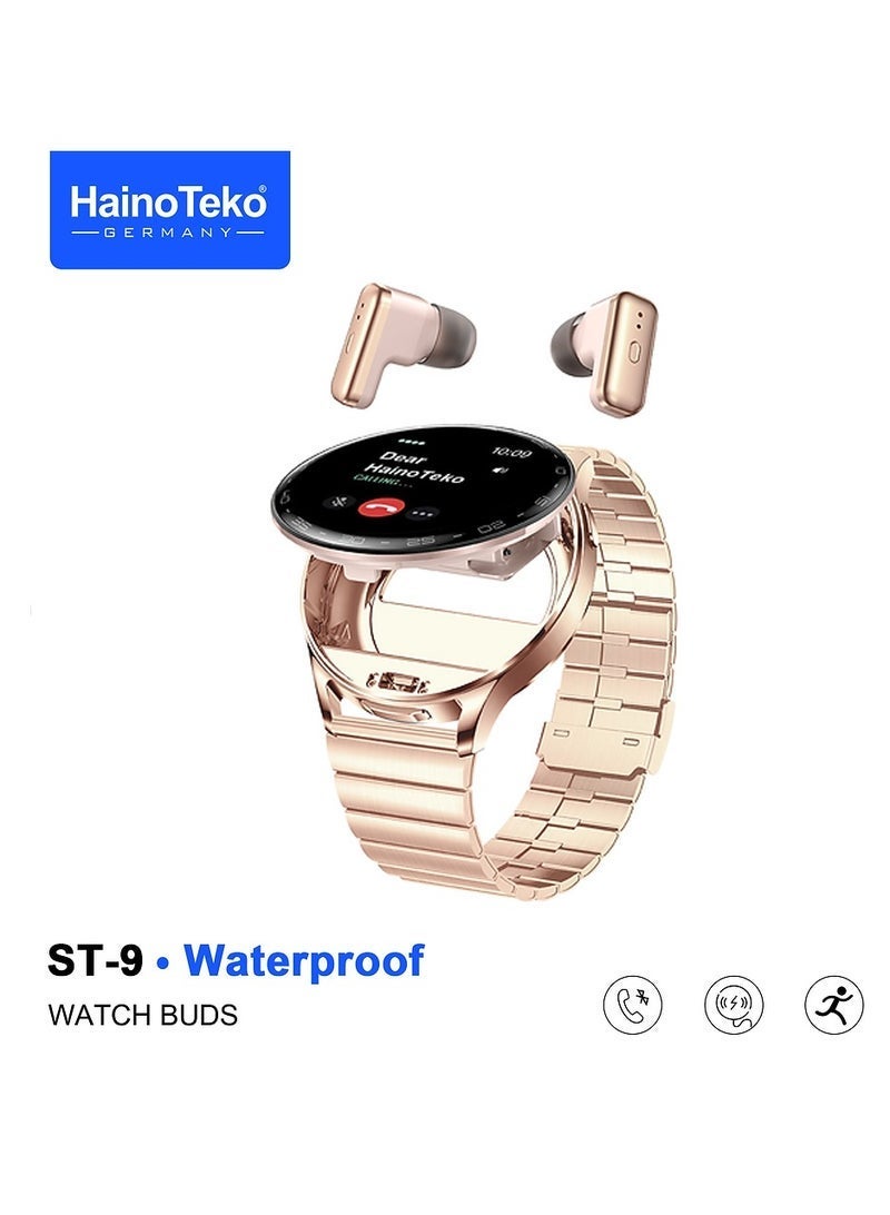 Haino Teko ST-9 Waterproof Smart Watch Buds – Versatile Unisex Design with 3 Pair Straps for Custom Style – Includes Charging Cable – Durable Waterproof Build for Active Lifestyles – Track Fitness, Health, and Notifications Seamlessly for Ladies and Gents - Image 2