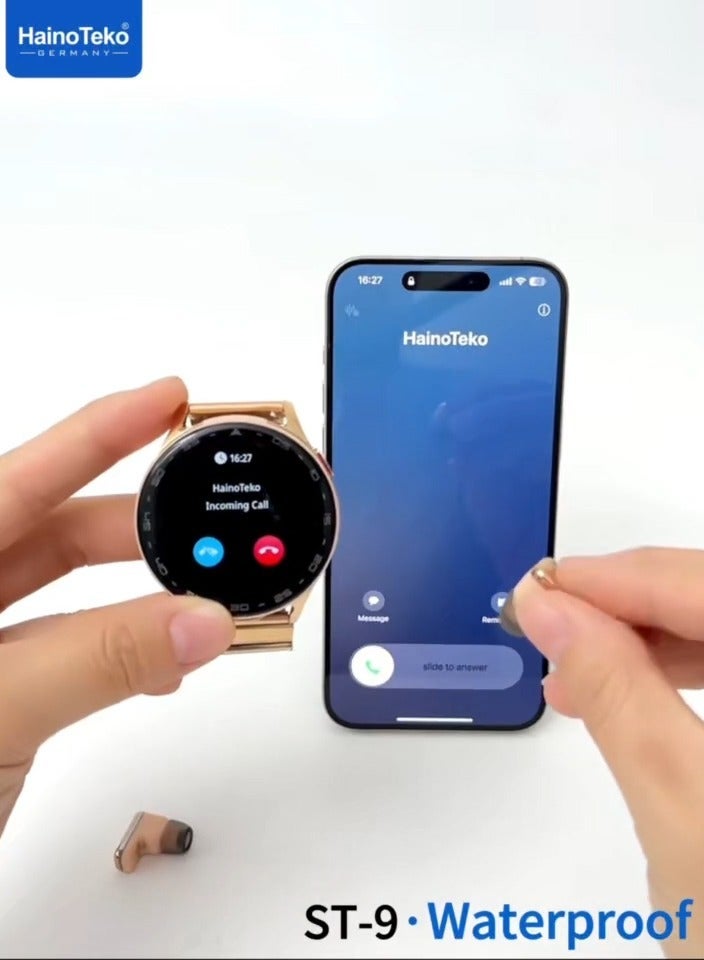 Haino Teko ST-9 Waterproof Smart Watch Buds – Versatile Unisex Design with 3 Pair Straps for Custom Style – Includes Charging Cable – Durable Waterproof Build for Active Lifestyles – Track Fitness, Health, and Notifications Seamlessly for Ladies and Gents - Image 4