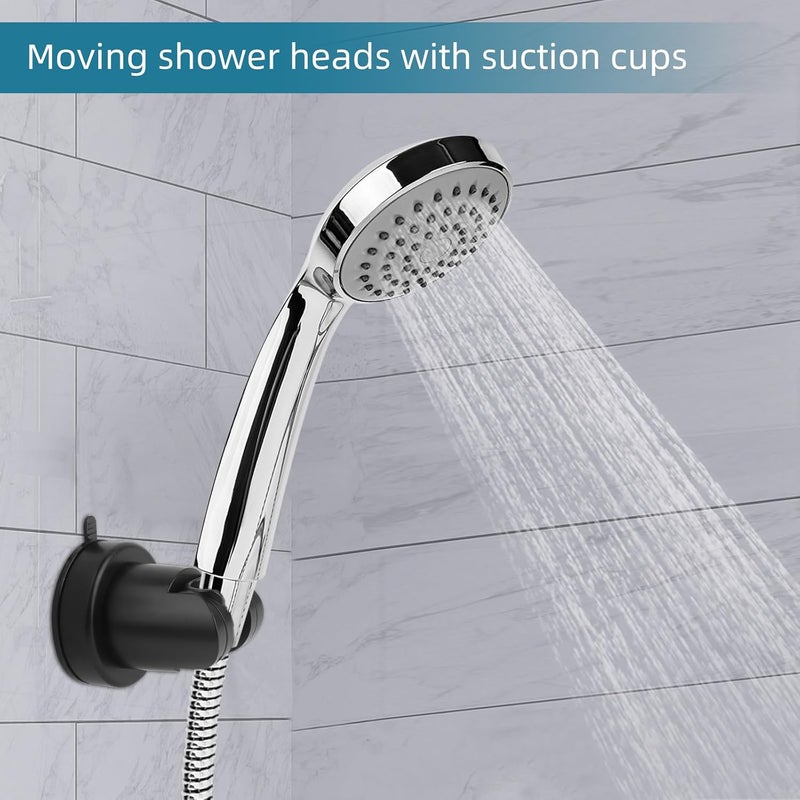 Notoke Suction Cup Shower Head Holder, Removable Shower Head Bracket No Drill Wall Mount Holder, ABS Plastic Shower Wand Holder Universal Suction Holder for Bathroom(Black) - Image 5