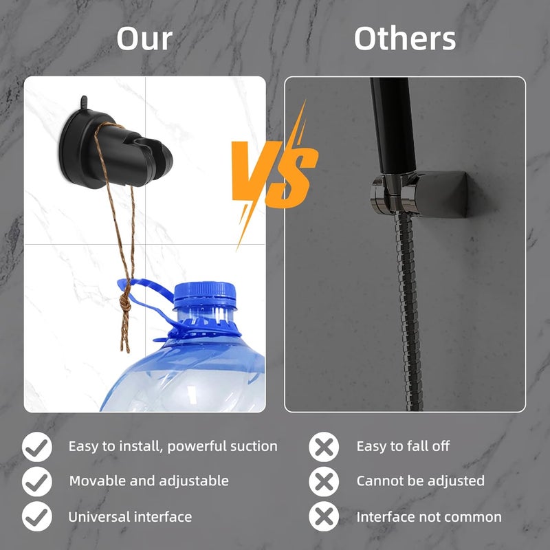 Notoke Suction Cup Shower Head Holder, Removable Shower Head Bracket No Drill Wall Mount Holder, ABS Plastic Shower Wand Holder Universal Suction Holder for Bathroom(Black) - Image 4