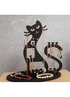HELLOVE Jewelry Stand Cat Figured Jewelry Earring Stand Wooden Jewelry Box 