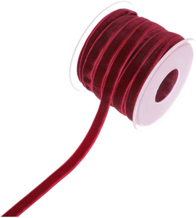 Claret Non Elastic Flocking Ribbon For Home Decor Wrapping And Craft Projects - Image 1