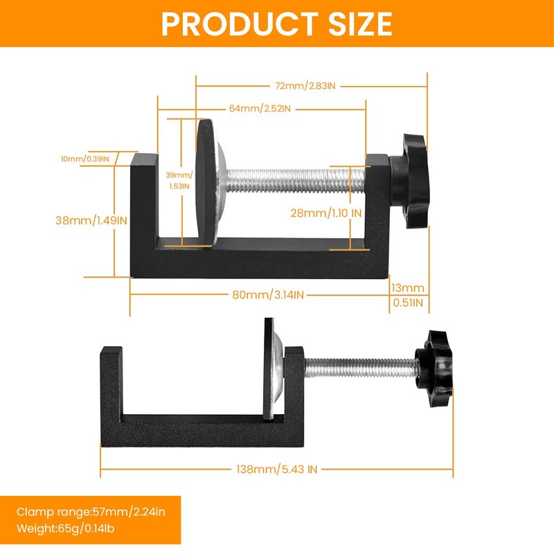 Serplex Serplex 2Pcs Woodwork Clamps Carboon Steel C Shaped Clamps Wooden Panel Holder Clamp Screw Fixing CClamps for Woodworking Metalworking DIY Craft Drilling Punching Drawer Door Installation  - Image 2