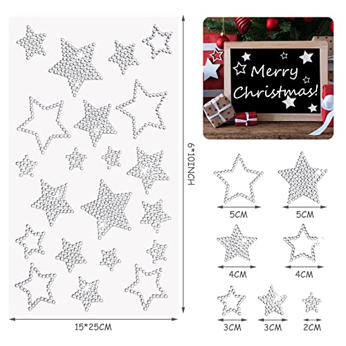 Epakh 84 Pieces Rhinestone Star Stickers, Silver Glitter Bling Sticker Self Adhesive Crystal Star Sticker for Winter Holiday Package Gift Decor Window Car Decal Accessories, 4 Sheets - Image 2
