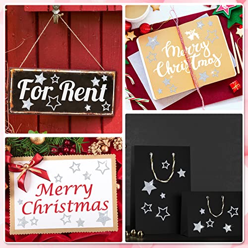 Epakh 84 Pieces Rhinestone Star Stickers, Silver Glitter Bling Sticker Self Adhesive Crystal Star Sticker for Winter Holiday Package Gift Decor Window Car Decal Accessories, 4 Sheets - Image 3