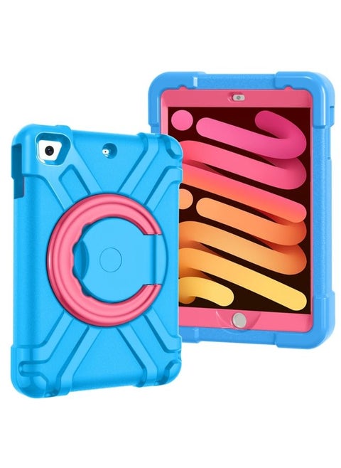 Case Cover For iPad MINI1/2/3 EVA + PC Flat Protective Shell with 360 ° Rotating Bracket Blue+Rose Red
