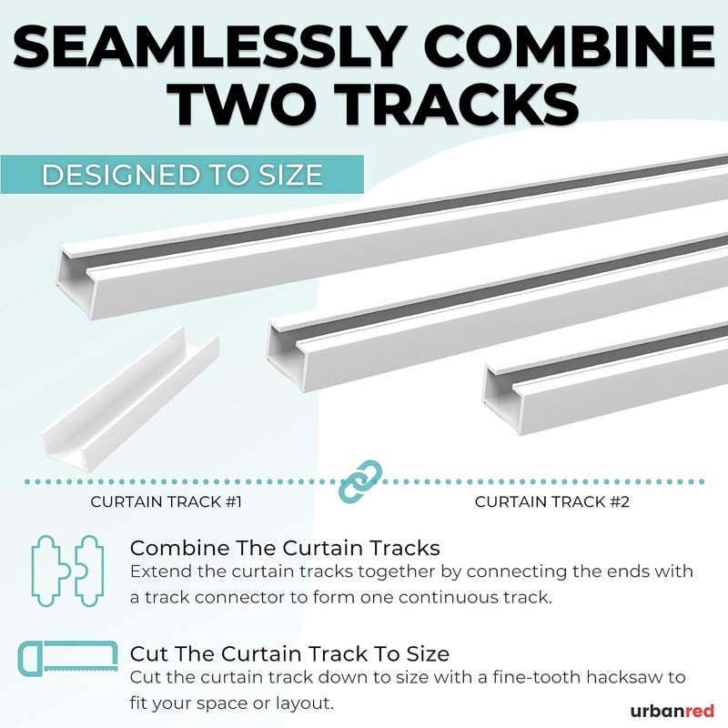 UrbanRed Self Adhesive Curtain Track 9.8FT (3m) for Smooth Ceiling Or Wall- No Drill, Screws, Ceiling Curtain Track, Curtain Rods, Ceiling Mount, Adhesive Curtain Rod (Non-Flexible) - Image 2