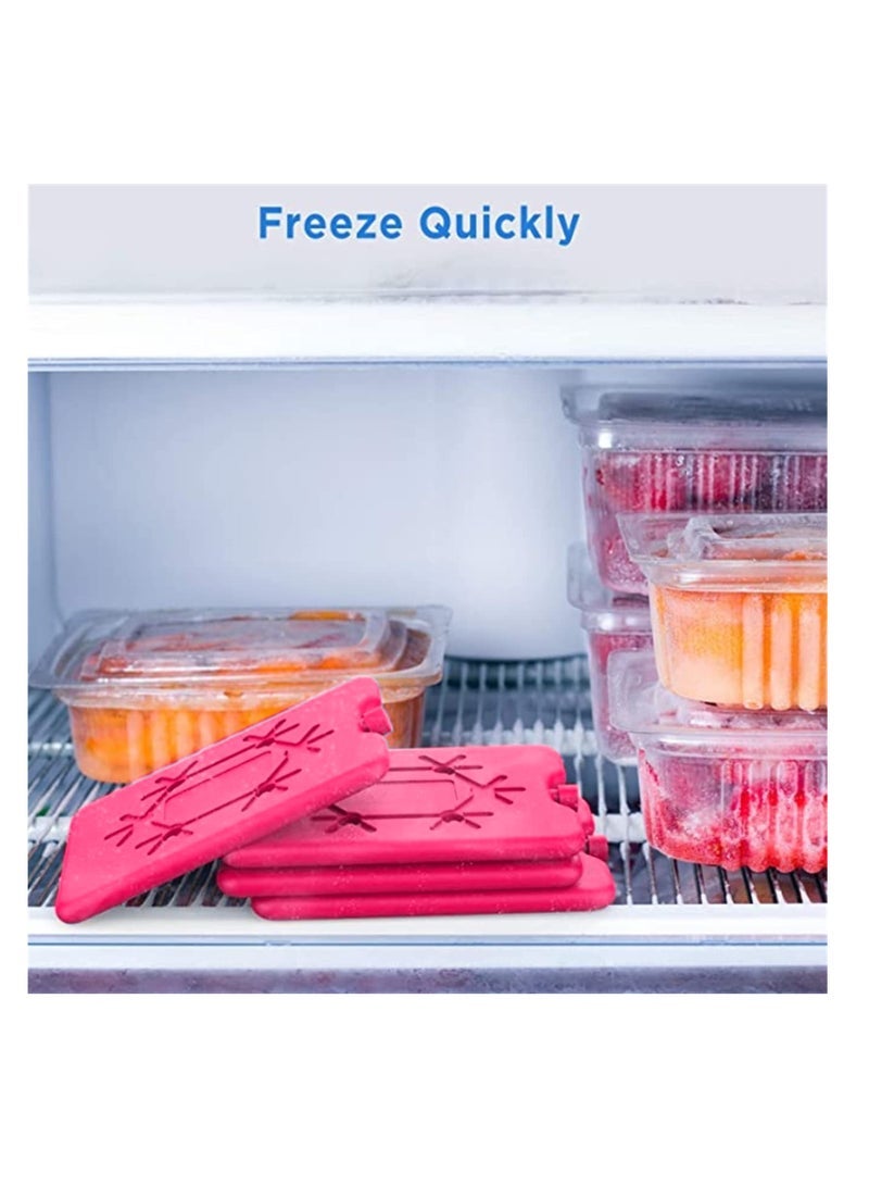 Eight slim, reusable ice packs, perfect for lunchboxes and insulated bags, keep food fresh for longer, lightweight and portable, ideal for work, school, travel and picnics (4 pink and 4 green). - Image 5