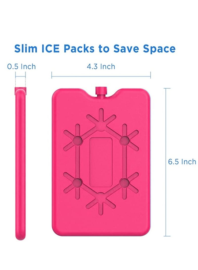 Eight slim, reusable ice packs, perfect for lunchboxes and insulated bags, keep food fresh for longer, lightweight and portable, ideal for work, school, travel and picnics (4 pink and 4 green). - Image 2