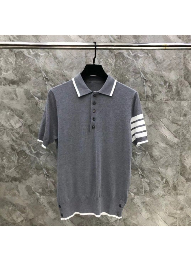 Tb Direct Classic Four Bar Zero White Edge Knitted Short Sleeve Upper Body Comfortable Simple And Fashionable For Men And Women