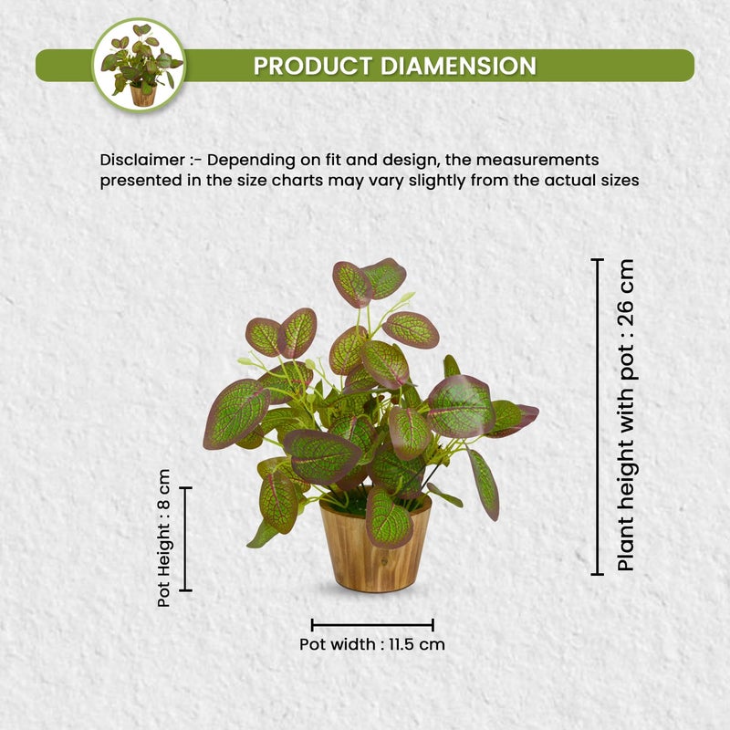 fancymart Artificial Plant Leaves in Wooden Pot Perfect Potted Decoration for Home Living Room & Office Spaces Décor - Image 4