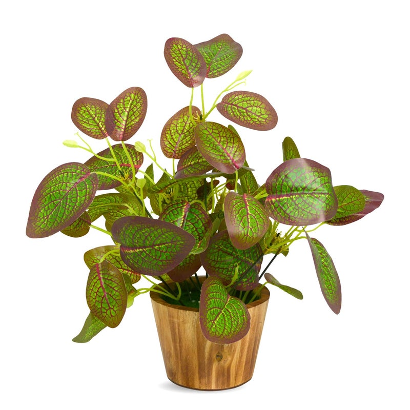 fancymart Artificial Plant Leaves in Wooden Pot Perfect Potted Decoration for Home Living Room & Office Spaces Décor - Image 1
