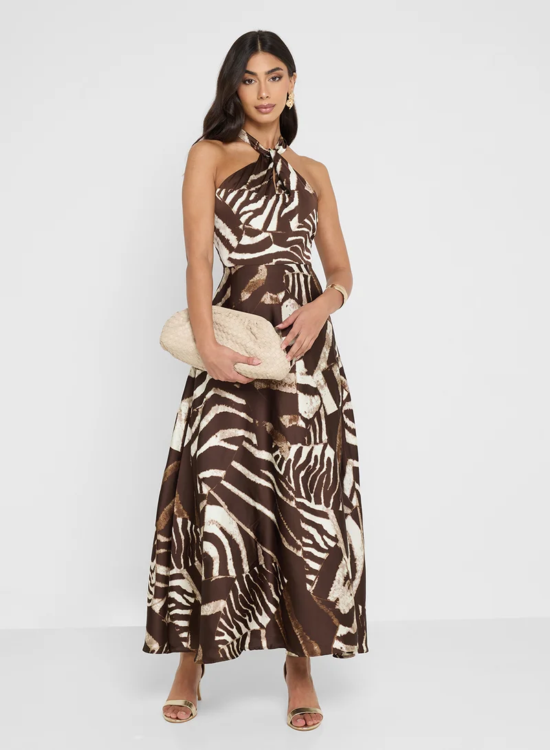 ايلا Halter Neck Dress in Animal Print