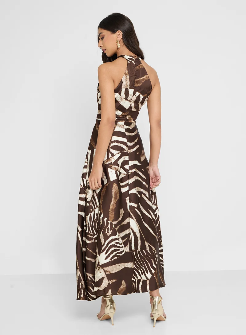 ايلا Halter Neck Dress in Animal Print