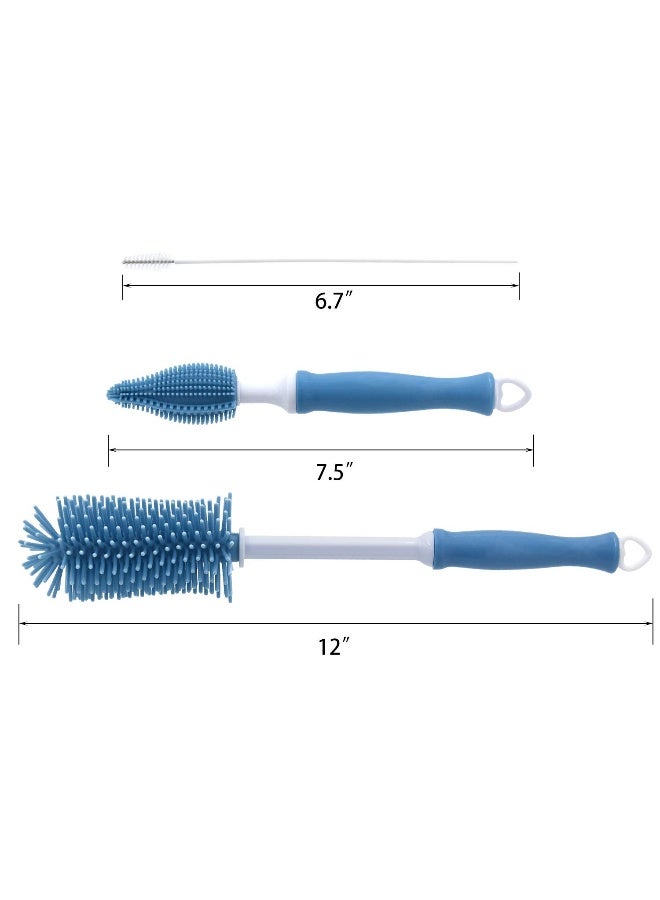 Auerllcy Silicone Cleaning Brush, 12" Long Handle Water Bottle Cleaner for Baby, Sports, Vase, Glassware, and Smaller Diameter Openings - Image 2