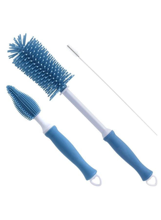 Auerllcy Silicone Cleaning Brush, 12" Long Handle Water Bottle Cleaner for Baby, Sports, Vase, Glassware, and Smaller Diameter Openings - Image 1