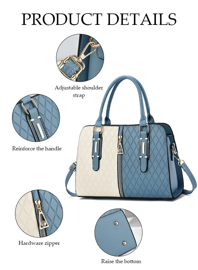 DUNISO Women's Handbag, Two-Color Stitching Shoulder Bag, Leather Crossbody Bag, Square Bag, Very Suitable For Work, Office, Travel Shopping And Dating (31Cm x 13Cm x 22Cm) - Image 3